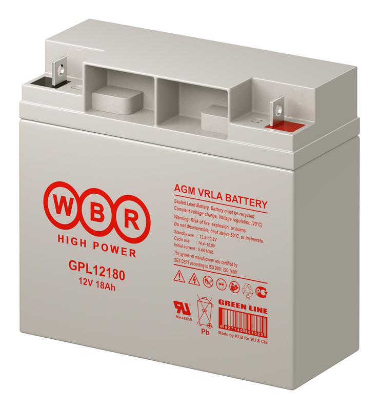  Аккумулятор 12В 18А.ч WBR GPL12180 WBR фото в каталоге от BTSprom.by