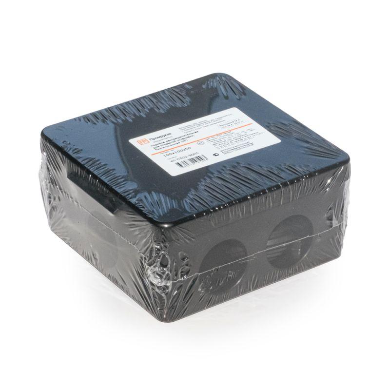  Коробка распределительная ОП 100х100х50 для прямого монтажа безгалоген. (HF) черн. Промрукав 40-0302-9005 фото в каталоге от BTSprom.by