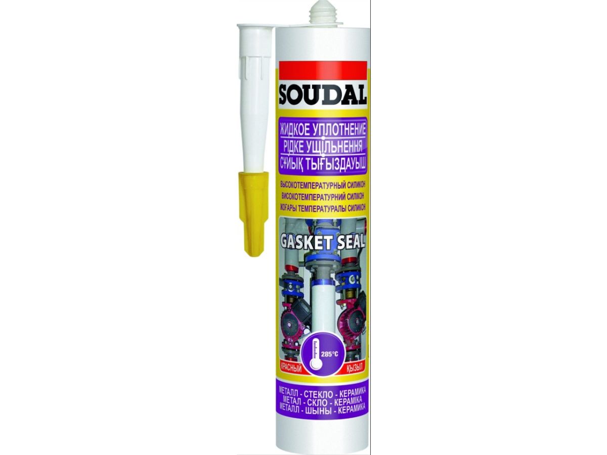 силикон высокотемпературный "soudal" gasket seal жидкое уплотнение красный 280 мл 104240 от BTSprom.by