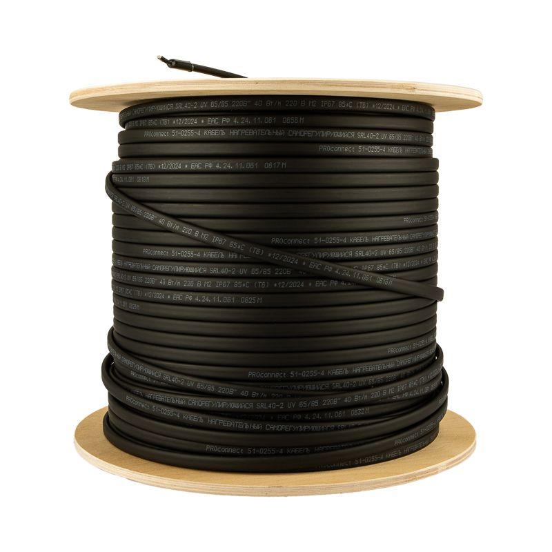  Кабель греющий саморег. для труб водостоков крыш 40КНС-2ЛП-65/85 UV неэкранированный 40Вт/м 200м PROCONNECT 51-0255-4 фото в каталоге от BTSprom.by