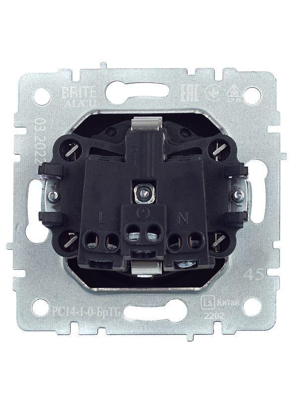  Розетка 1-м СП BRITE РС14-1-0-БрТБ 16А с заземл. защ. шторки механизм бронза IEK BR-R14-16-K45 фото в каталоге от BTSprom.by