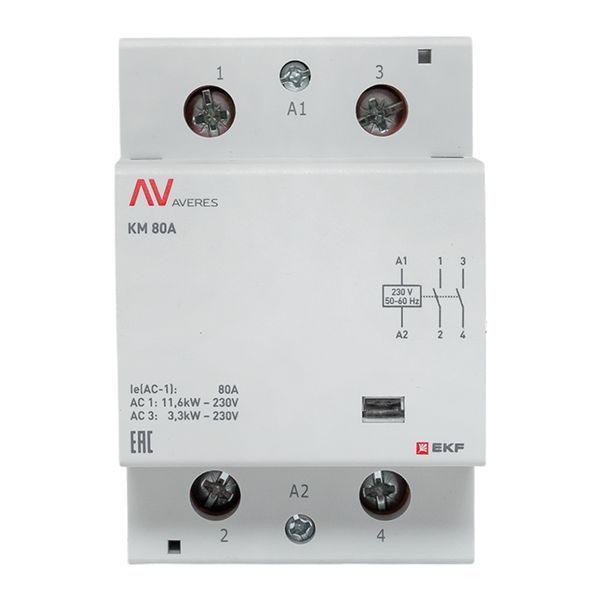  Контактор модульный КМ 80А 2NО 230В AC (3 мод.) AVERES EKF km-av-3-80-20-230V фото в каталоге от BTSprom.by