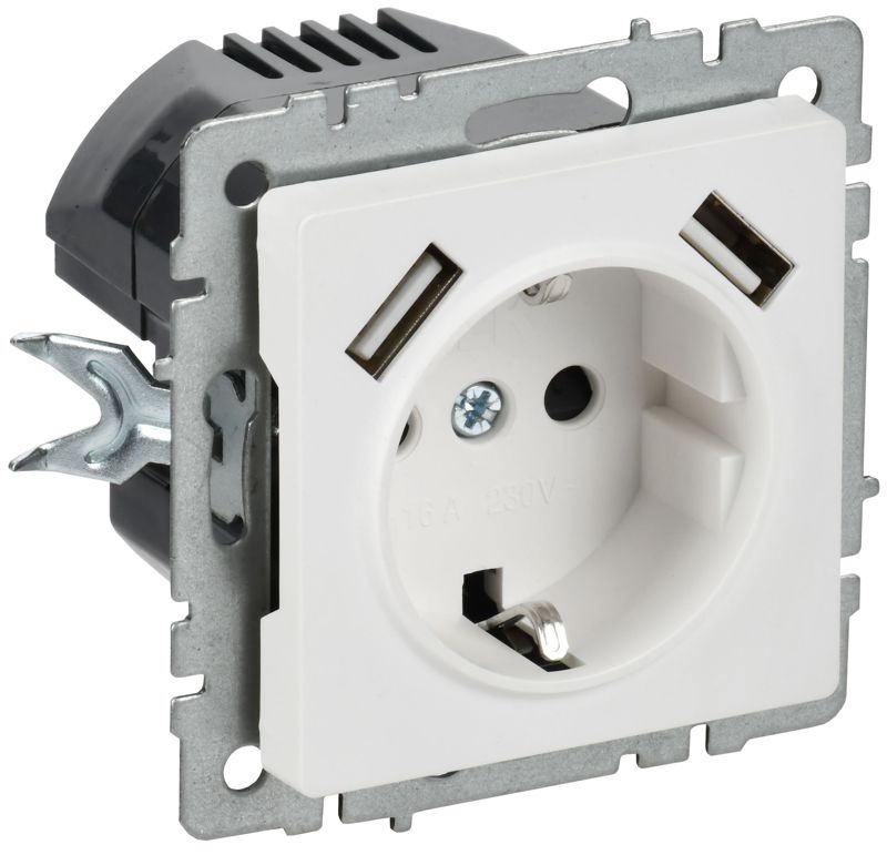 розетка brite рюш10-2-браб 16а с usb a+a 3.1а с заземл. защ. шторки механизм арктич. бел. iek br-r14-16-u21-d31-k91 от BTSprom.by