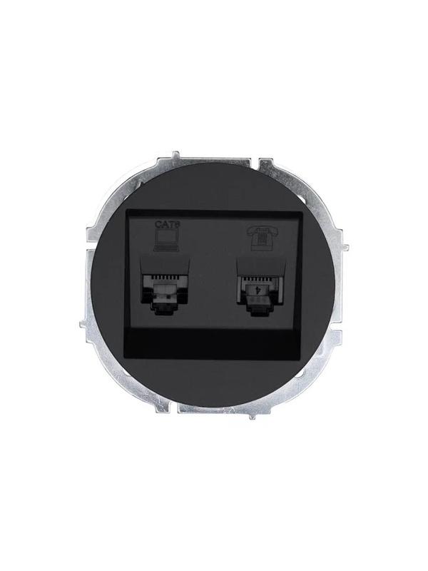 розетка компьютерная + телефонная osen rj45 кат.6 + rj11 с модулем механизм черн. бархат lezard 743-4288-144 от BTSprom.by