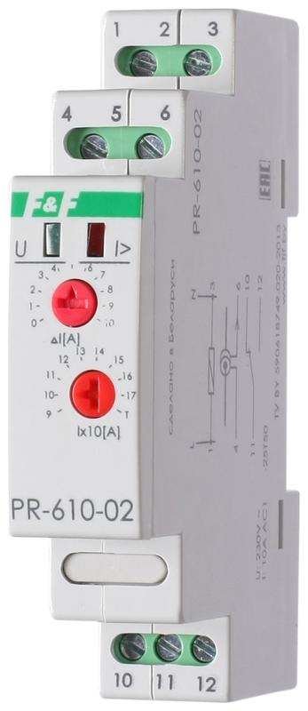 реле тока рr-610-02 (исп.2 (100-190а); монтаж на din-рейке 35мм 230в 10а 1p ip20) f&f ea03.004.002 от BTSprom.by