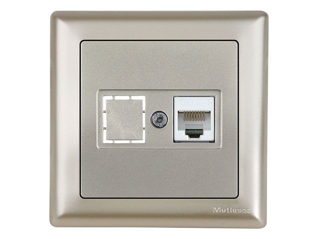 розетка компьютерная 1xrj45 (cat5e, скрытая, с рамкой) титан, daria, mutlusan ((rj 45)   8-pin, соединения типа 568a или 568b) 2120 136 0183 от BTSprom.by