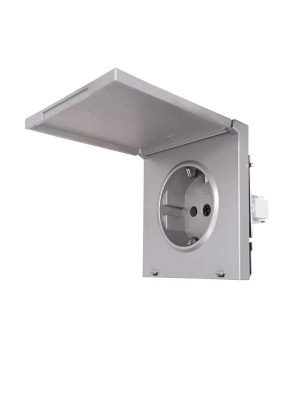  Розетка 1-мест. с/з с крышкой ПБТ СП ZIMA IP20 16А безвинт. зажим сер. матов. LEZARD 704-7488-123BQC фото в каталоге от BTSprom.by