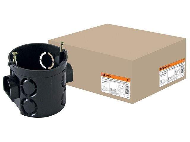 установочная коробка сп d68х62мм, углубленная, саморезы, стыковочные узлы, черная, ip20, tdm (для бетона и кирпича.) от BTSprom.by