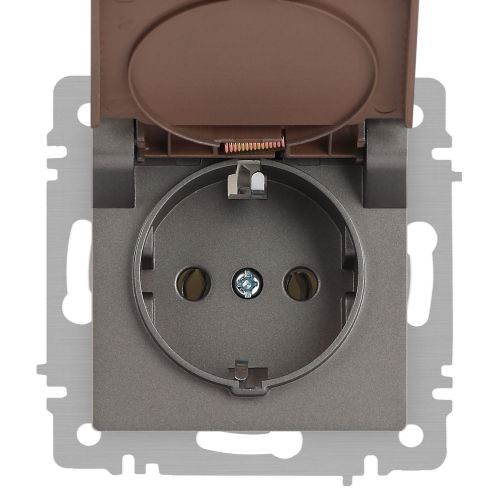  Розетка 1-м СП Accent 6-203-09 16А IP20 250В 2P+E Schuko с крышкой AL/CU титан Intro Б0063471 фото в каталоге от BTSprom.by