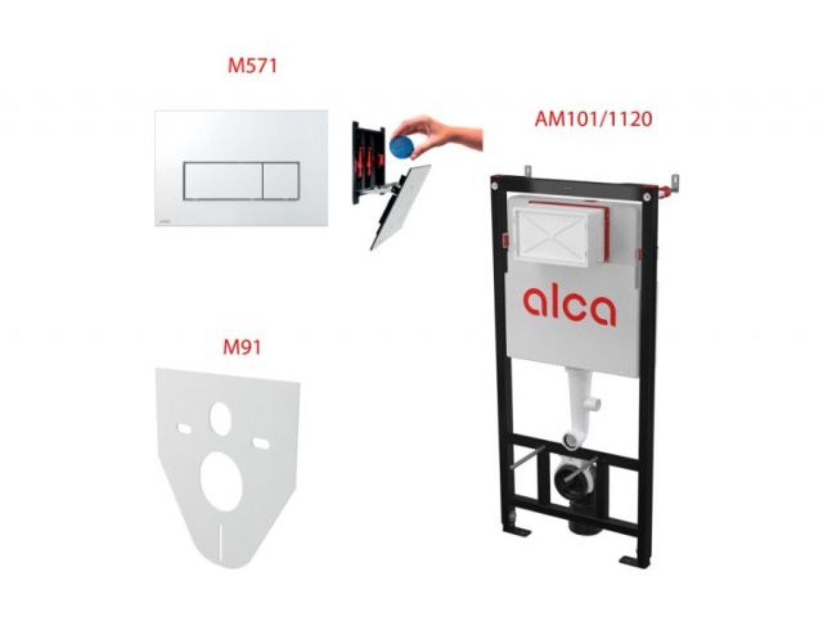 инсталляционный сет 4 в 1 с кнопкой m571, alca (alcaplast) am101/1120-4:1 m571-ve-01 от BTSprom.by