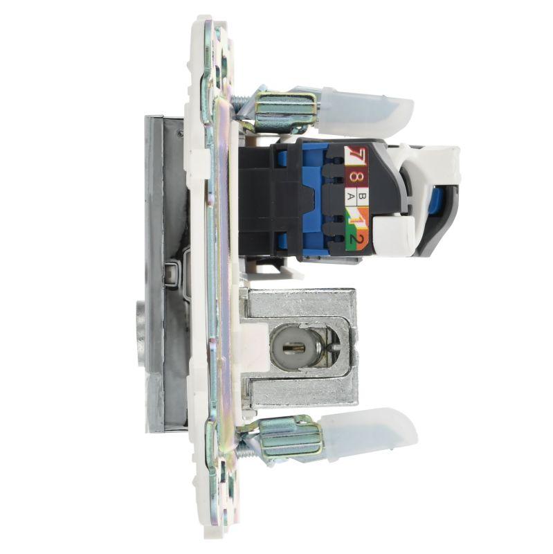  Розетка двойная TV+RJ45 кат.6E SKANDY SK-A15N никель IEK SK-AK20-2-K50 фото в каталоге от BTSprom.by