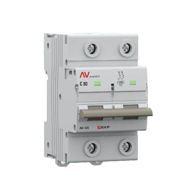  Выключатель автоматический 2п D 80А 10кА AV-125 AVERES EKF mcb125-2-80D-av фото в каталоге от BTSprom.by