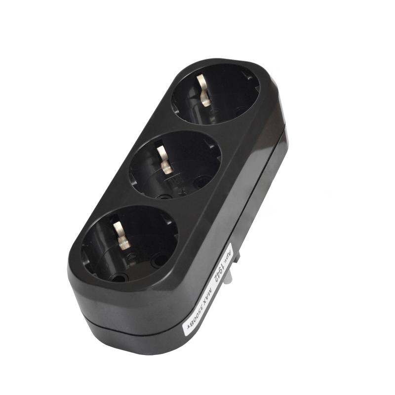 разветвитель 3-м с заземл. 16а плоский черн. universal 1942 от BTSprom.by