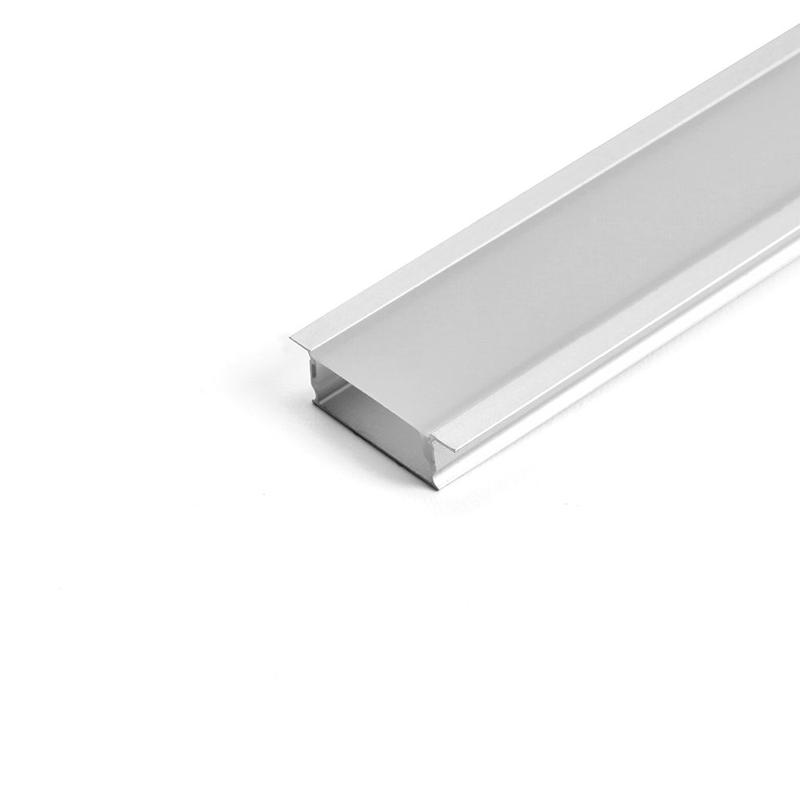 профиль алюминиевый "встраиваемый" без крепежей серебр. sab251 с матовым экраном 2 заглушками в комплекте saffit 55246 от BTSprom.by