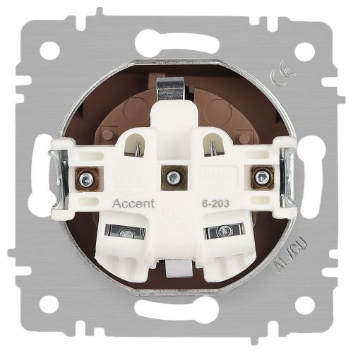  Розетка 1-м СП Accent 6-203-11 16А IP20 250В 2P+E Schuko с крышкой AL/CU сосна Intro Б0063479 фото в каталоге от BTSprom.by