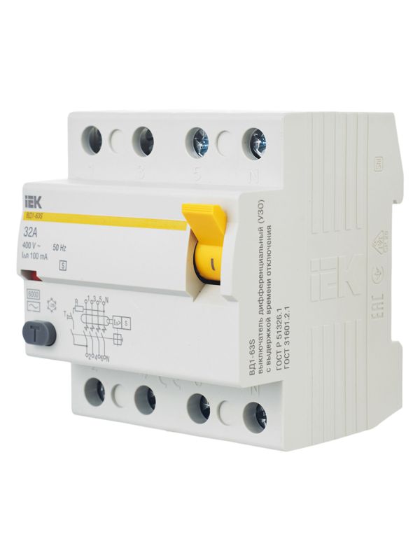  Выключатель дифференциального тока (УЗО) 4п 32А 100мА тип AC ВД1-63S KARAT IEK MDV12-4-032-100 фото в каталоге от BTSprom.by