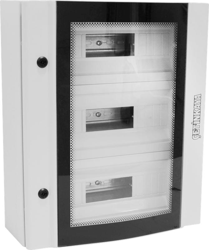 корпус щита распределительного 450х500х150мм din-рейки 51m(3х17) навесной прозр. дверца из гнутого стекла метал. сер. cetinkaya pano cpd4505015sups от BTSprom.by