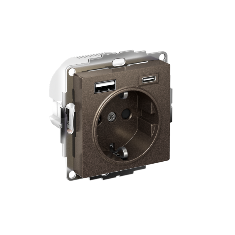 розетка atlasdesign 16а с 2-мя заряд. устройствами usb тип a+c 5в/2.4а 2х5в/1.2а механизм мокко se atn000632 от BTSprom.by