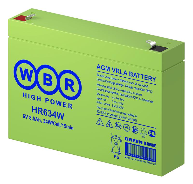аккумулятор 6в 9а.ч wbr hr634w wbr от BTSprom.by