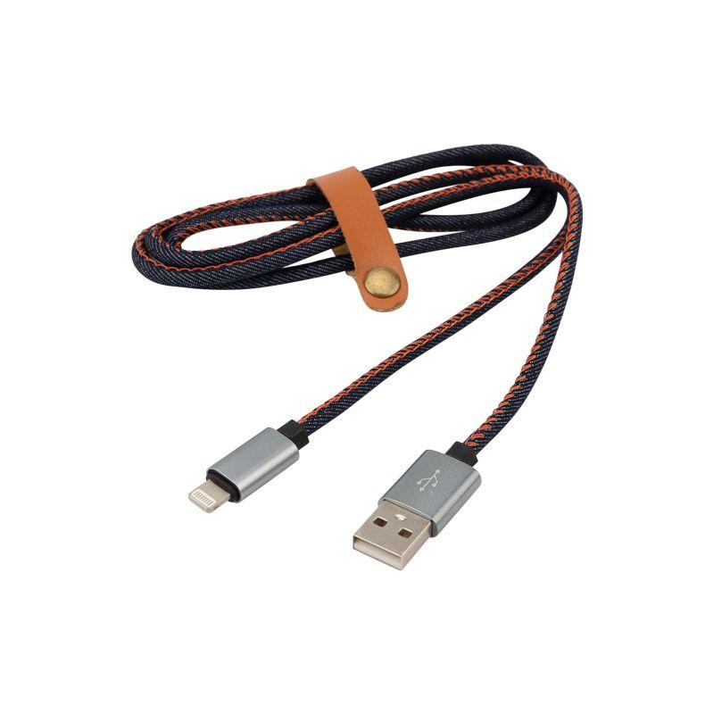 кабель usb для iphone 5/6/7 моделей шнур в джинс. оплетке rexant 18-4248 от BTSprom.by