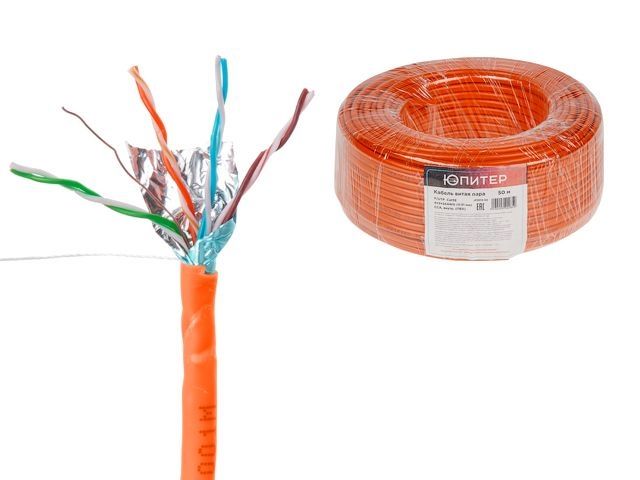 кабель витая пара f/utp cat5e 4х2х24awg (0.51мм) 50м, cca, внутр. (пвх) юпитер (юпитер) jp3012-50 от BTSprom.by