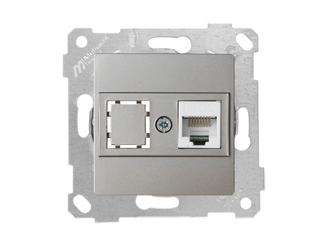 розетка компьютерная 1xrj45 (cat5e, скрытая, без рамки) титан, rita, mutlusan 2200 136 0183 от BTSprom.by
