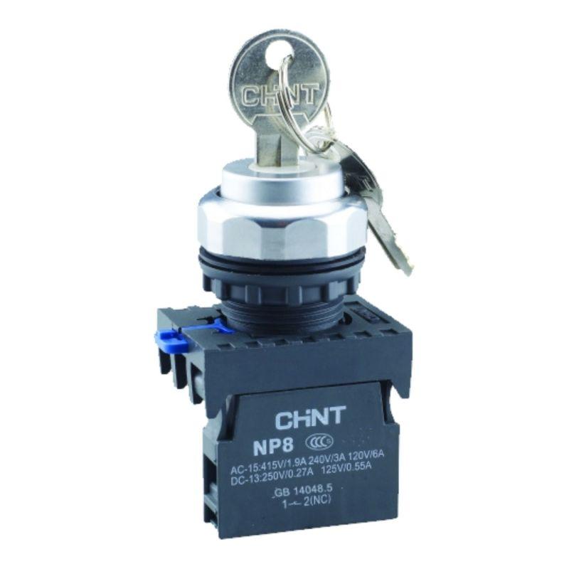 переключатель с ключом np8-10y/21 2 положения фиксацией 2но ip65 (r) chint 667182 от BTSprom.by