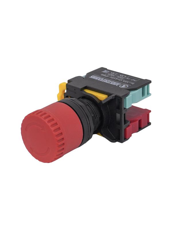 выключатель кнопочный вк22-es445 1но+1нз гриб с фиксацией 30мм d22мм ip65 красн. электротехник et020019 от BTSprom.by