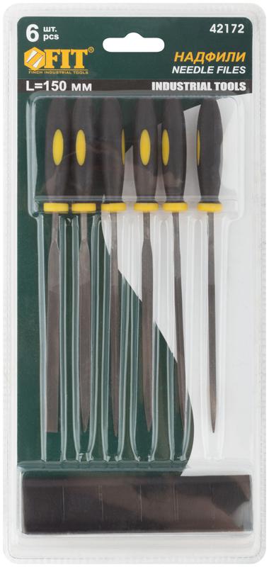  Надфиль прорезиненный ручка 3х150/70мм 6шт FIT 42172 фото в каталоге от BTSprom.by