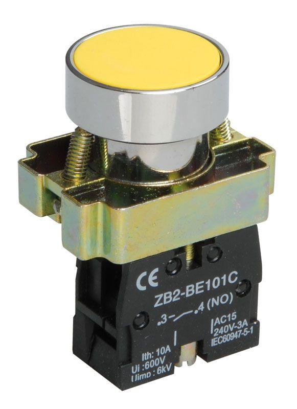 кнопка lay5-ba51 1но без подсветки желт. karat iek bbt60-ba-k05 от BTSprom.by