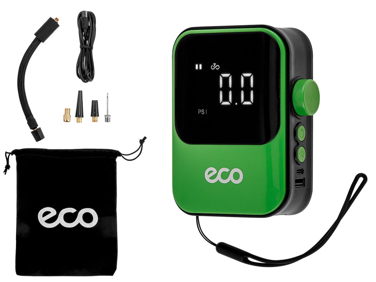 компрессор автомобильный eco ae-007 comfort (7,4 в, 40 вт, 18 л/мин, 4000 ма·ч, 10 бар, led дисплей, режим повербанка, фонарь, 4 насадки, сумка) ec3010-2 от BTSprom.by