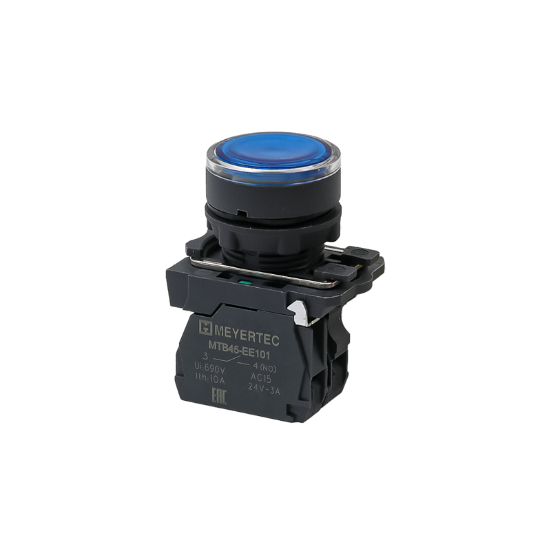 кнопка с подсветкой 1no 24в ac/dc ip65 пластик mtb5-aw36711 син. овен 137277 от BTSprom.by