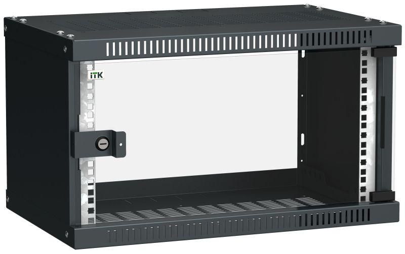 шкаф linea we 6u 550x350мм дверь стекло черн. itk lwe5-06u53-gf от BTSprom.by