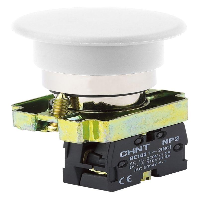 кнопка управления "грибок" np2-bc12 d40мм 1нз ip40 с самовозвратом без подсветки бел. (r) chint 575182 от BTSprom.by