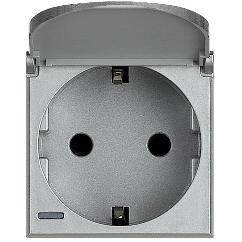 розетка 1-м сп 2мод. axolute 16а ip20 250в 2p+e с боков. заземл. schuko экранир. контакты с крышкой немецк. стандарт безвинт. клеммы алюм. leg btc hc4141pw от BTSprom.by