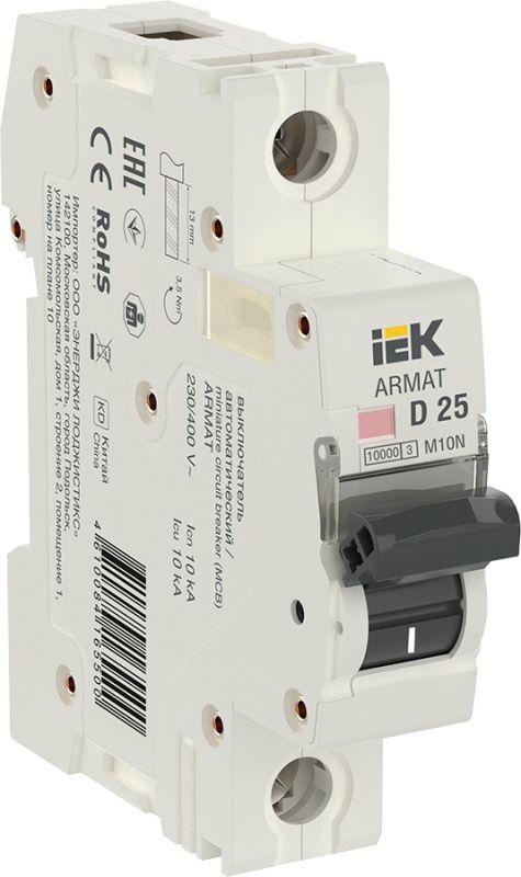 выключатель автоматический модульный 1п d 25а m10n armat iek ar-m10n-1-d025 от BTSprom.by
