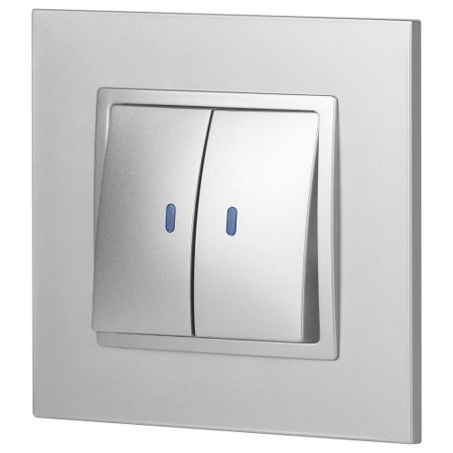  Выключатель 2-кл. СП Elegance 14-1105-03 10А IP20 250В 10AX с подсветкой механизм алюм. Эра Б0034239 фото в каталоге от BTSprom.by