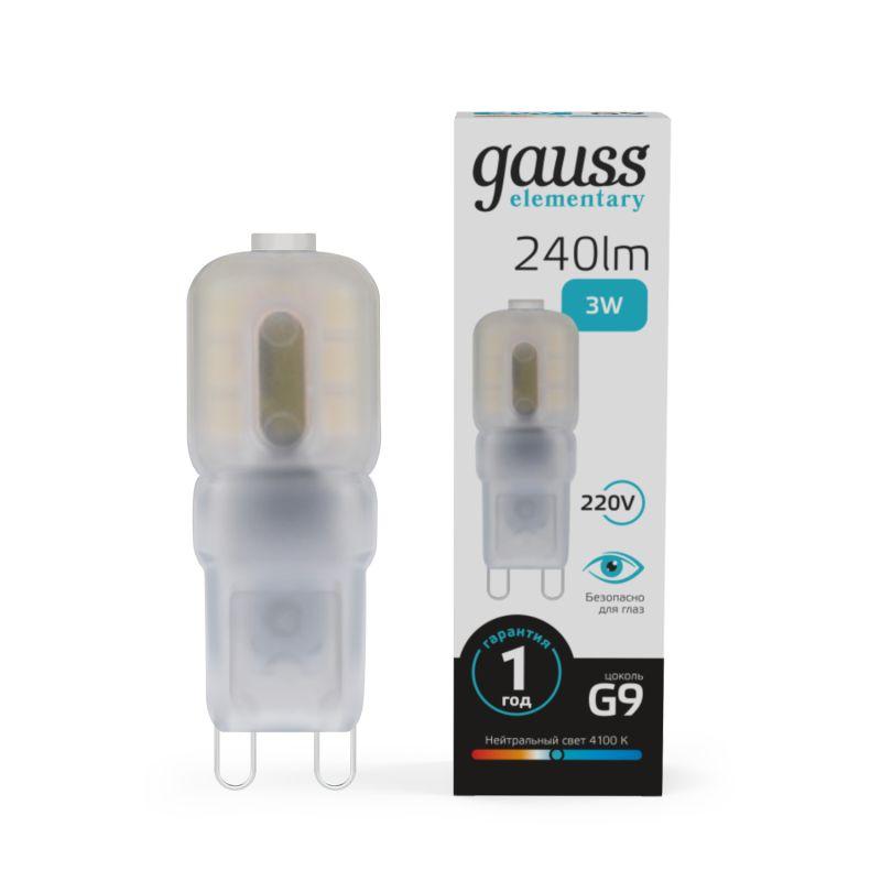 лампа светодиодная elementary 3вт капсульная 4100к нейтр. бел. g4 240лм пластик gauss 14923 от BTSprom.by