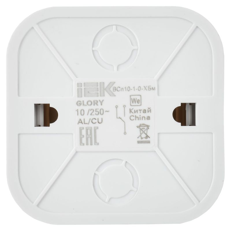  Выключатель проходной 1-кл. ОП GLORY ВСп10-1-0-ХБм 10А бел. матов. IEK EVH12-K01M-10 фото в каталоге от BTSprom.by