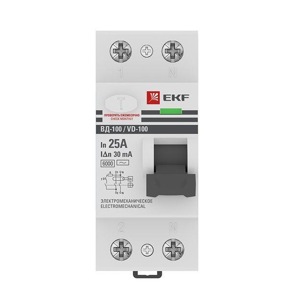  Выключатель дифференциального тока (УЗО) 2п 25А 30мА тип AC 6кА ВД-100 электромех. PROxima EKF elcb-2-6-25-30-em-pro фото в каталоге от BTSprom.by