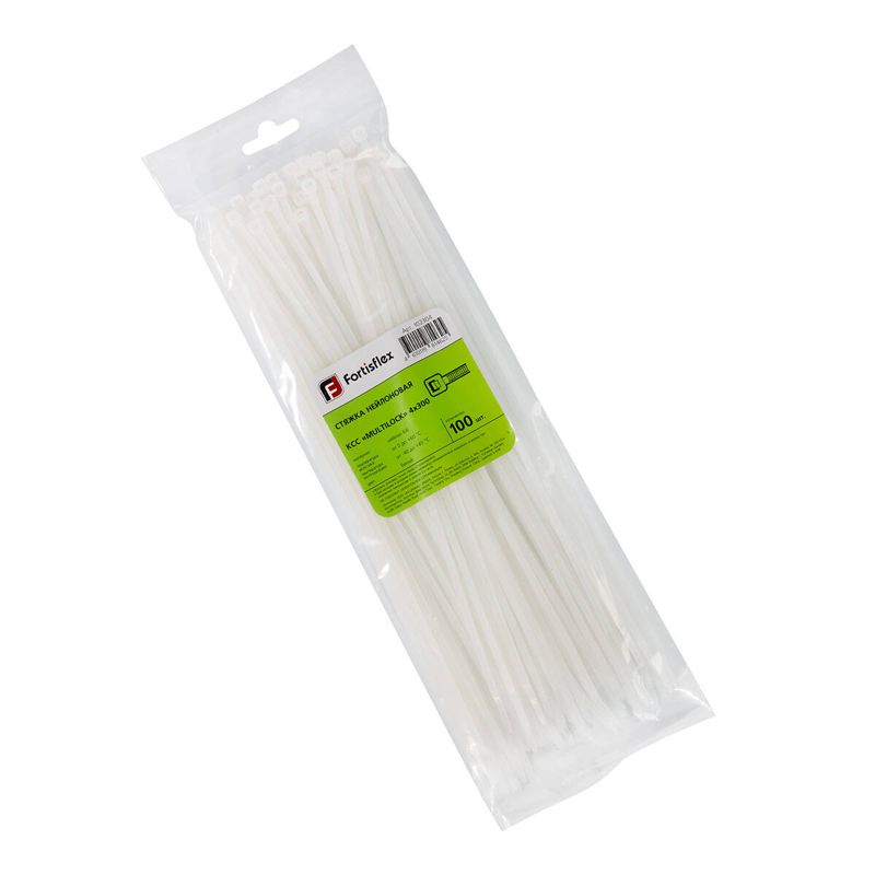 хомут нейлоновый ксс multilock 4х300 бел. (уп.100шт) fortisflex 102304 от BTSprom.by