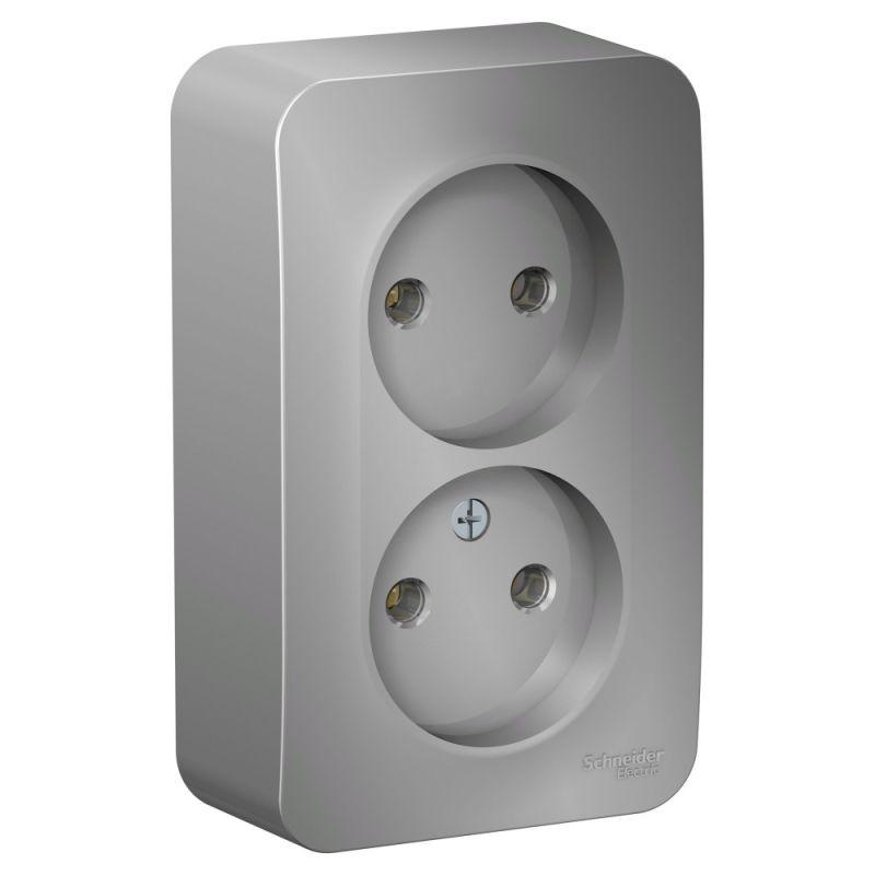 розетка 2-м оп blanca 16а ip20 250в без заземл. без защ. шторок алюм. se blnra000203 от BTSprom.by