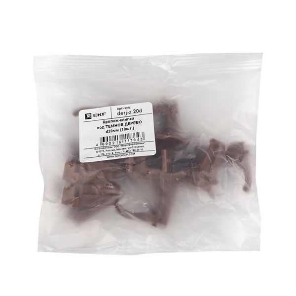  Держатель для труб (клипса) d20мм темн. дерево (уп.10шт) Plast EKF derj-z-20d фото в каталоге от BTSprom.by