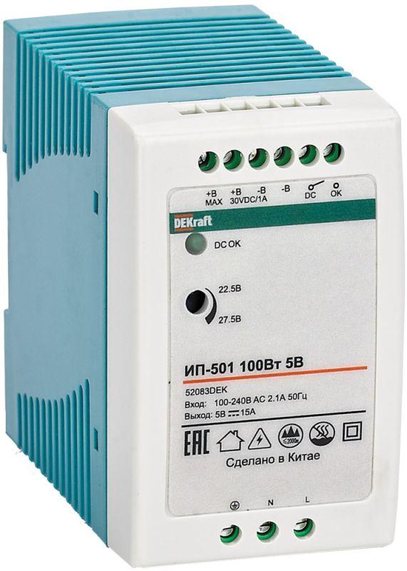 источник питания импульсный 100вт 15в 6.2а ип-501 dekraft 52085dek от BTSprom.by