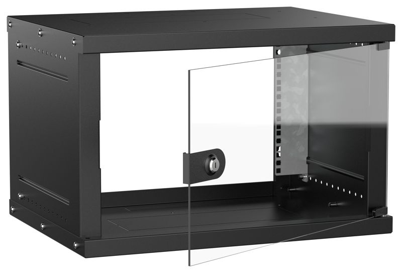шкаф настенный 6u 600х450мм дверь стеклян. черн. generica lwe5-06u64-gf-g от BTSprom.by
