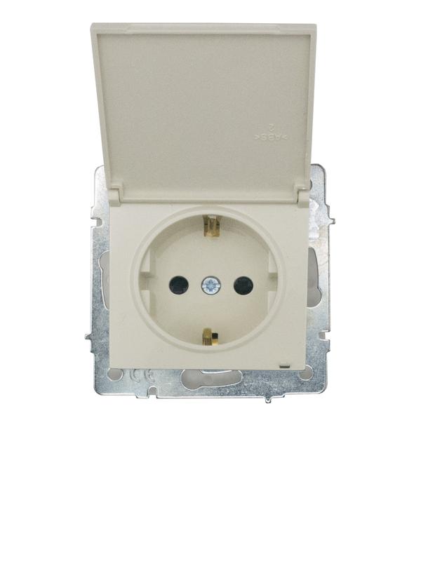 розетка 1-м сп vesna 16а ip44 с заземл. с крышкой пбт механизм крем. lezard 742-0388-123bipch от BTSprom.by