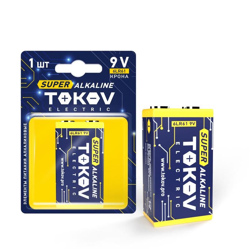 элемент питания алкалиновый "крона" 6lr61 (блист.1шт) tokov electric tke-als-6lr61/b1 от BTSprom.by