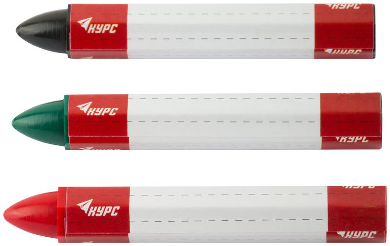  Набор карандашей разметочных 95мм воск. черн.; зел.; красн. (3 предмета) КУРС 04390 фото в каталоге от BTSprom.by