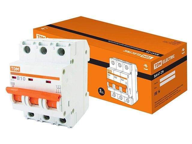 автоматич. выключатель ва47-29 3р 10а 4,5ка х-ка в tdm sq0206-0040 от BTSprom.by