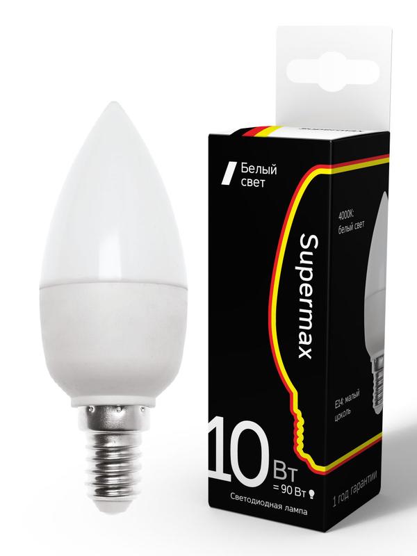 лампа светодиодная supermax 10вт свеча e14 230в 4000к космос sup_led10wcne1440 от BTSprom.by